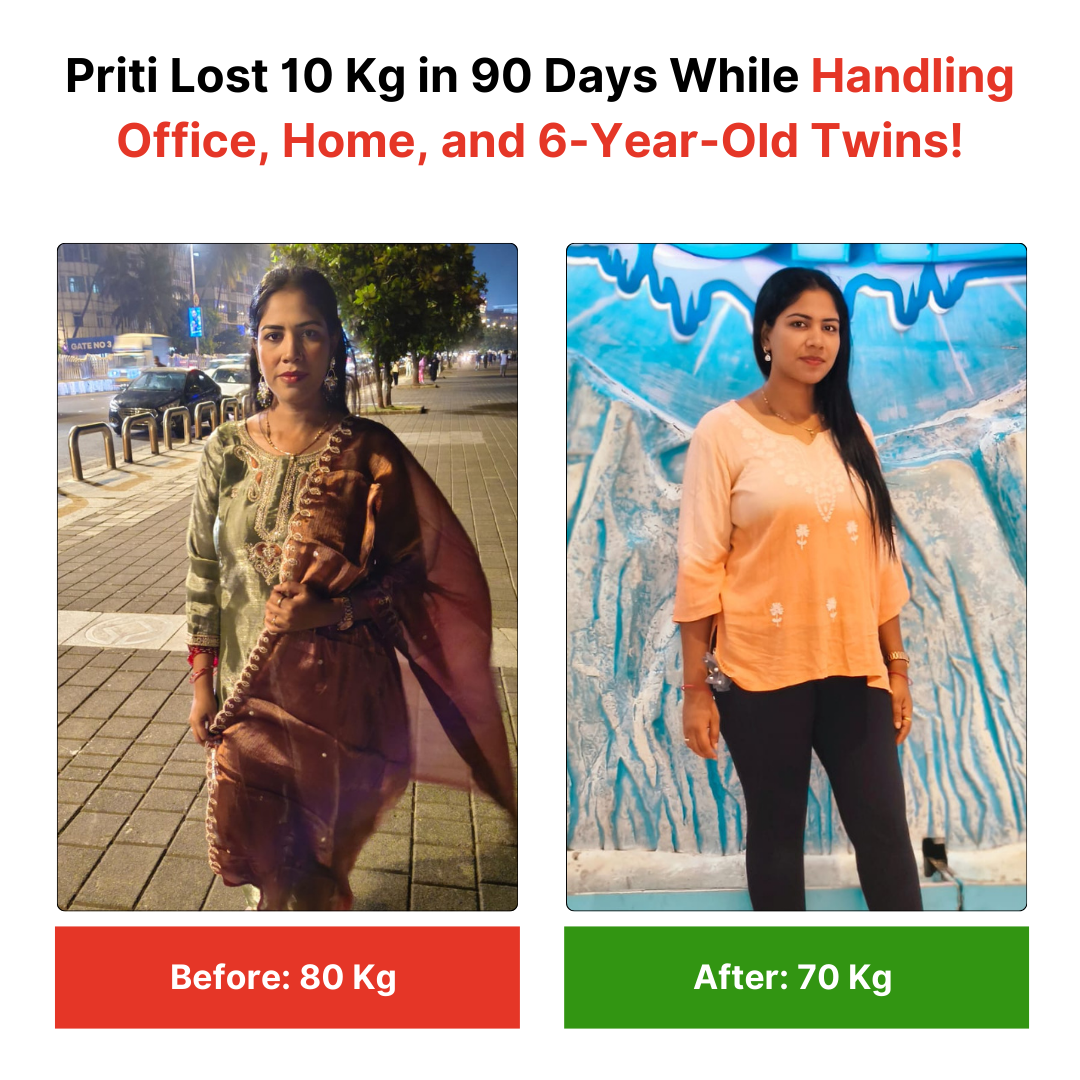 Priti transformation — lost 10kg in 90 days